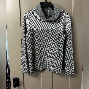 MARBLE Grey and White Cowl Neck Sweater geometric print Nordic like pattern